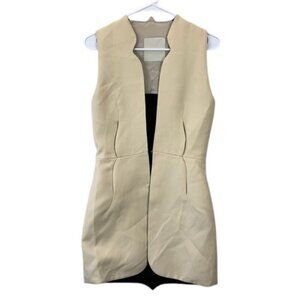 Marco De Vincenzo Women’s IT 42 Ivory‎ Wool Long Vest Sleeveless Jacket Elegant